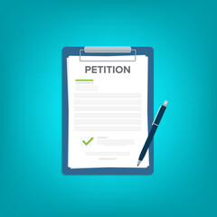 Petition concept. Collective public appeal document. Signing	