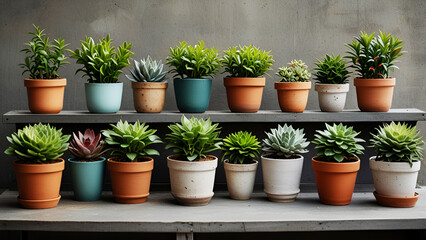 Collection of potted plants with empty space