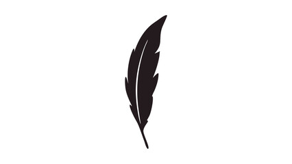 Feather Silhouette Icon – Elegant Black & White Symbol for Writing & Creativity