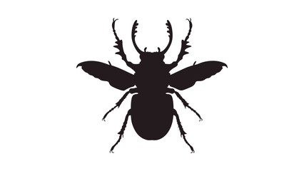 Beetle Silhouette Icon – Black and White Vector for Entomology & Nature