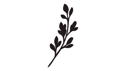 Elegant Black Silhouette Branch with Leaves – Minimalist Nature Design