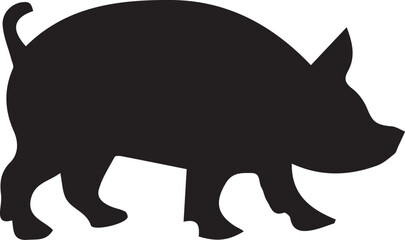 Black Silhouette of a Pig – Farm Animal Vector for Agriculture and Branding