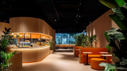 Modern fast food cafe interior