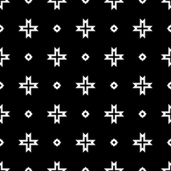 Seamless surface pattern design with Moroccan stars and crosses tiles ornament. Oriental traditional ornamentation with repeated geometric shapes. Ancient mosaic wallpaper. Grid motif. Digital paper.
