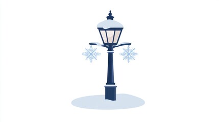 Naklejka premium Winter Scene with Snowflakes and a Classic Street Lamp Seasonal Illustration for Cold Weather
