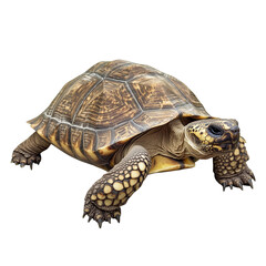 Obraz premium Desert tortoise walking slowly isolated on transparent reptile with textured shell and scaly legs natural earthy tones peaceful terrestrial animal with rough patterned carapace and sturdy limbs 