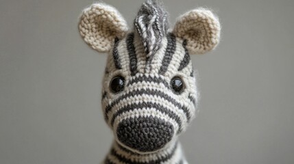 Closeup of a Crocheted Zebra Toy