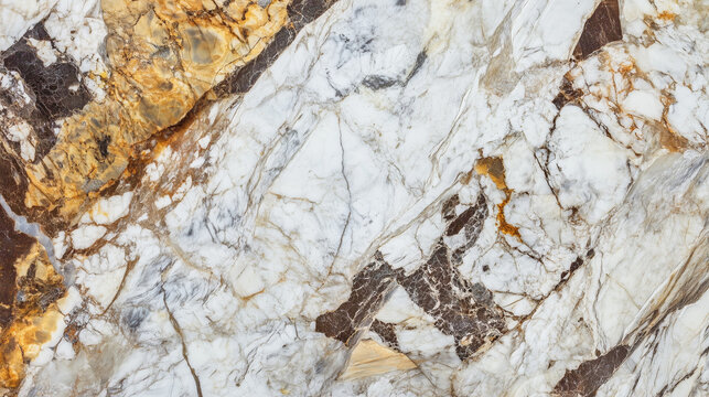 Marbled surface with intricate natural white, gold, and gray veins forming rich, elegant patterns for luxury design, tile textures, and upscale decorative applications, suggesting wealth, timeless bea