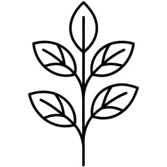 Black and white vector silhouette of a tree with leaves and branches, symbolizing nature, eco-friendly design, and spring beauty