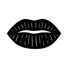 Lip Outline Icon - Black & White Vector