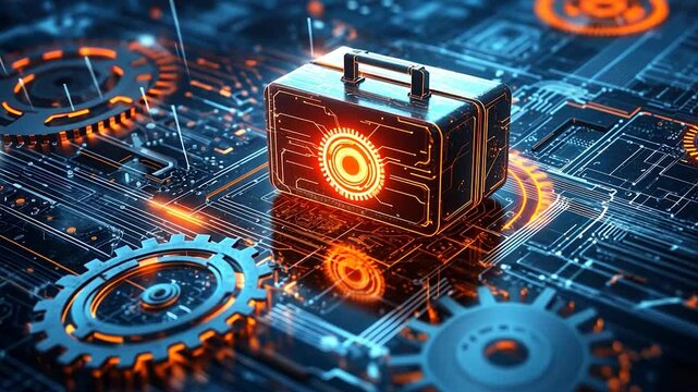 Secure digital toolbox on circuit board with gears