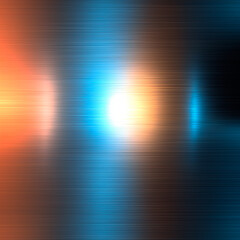 Square orange, blue, and dark iridescent background with one highlight, metallic glowing colorful texture 
