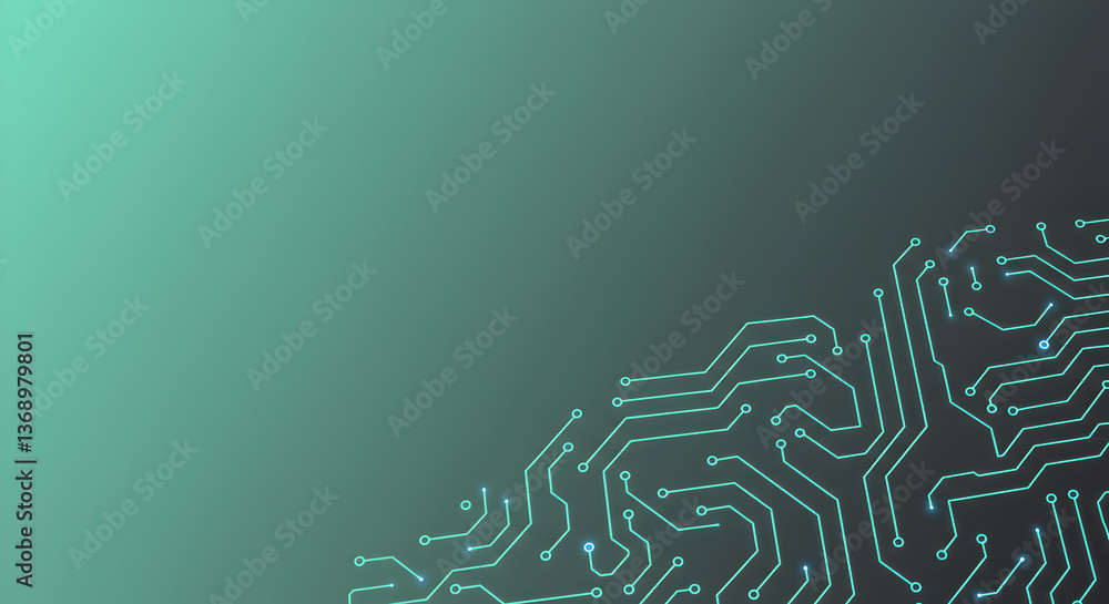 Poster abstract technology backdrop showcasing circuit design with teal gradients and lines