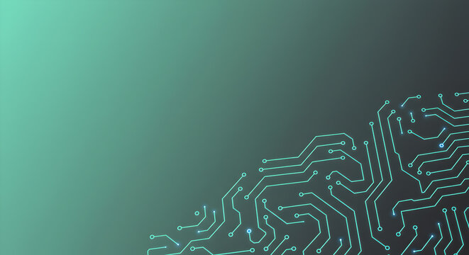 Abstract technology backdrop showcasing circuit design with teal gradients and lines