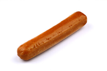 Delicious smoked sausage isolated on white. Fresh meat product