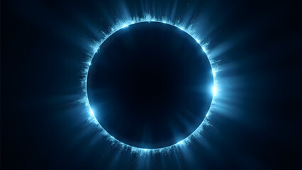 Obraz premium A cyber attack creates an eclipse-like blockage of system access, revealing hidden vulnerabilities along its edges where security countermeasures battle for access.