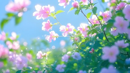 Sunny Flower Field with Soft Focus - Spring Bloom Scene