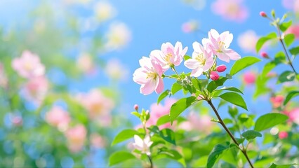 Vibrant Meadow with Pink and Blue Flowers - Idyllic Nature
