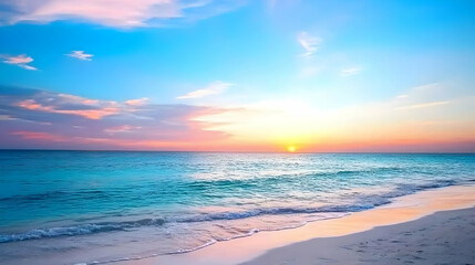 Fototapeta premium Colorful Sunset Over Tropical Beach