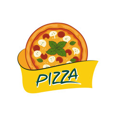 Pizza logo. Can be used for businesses that deliver pizza quickly. Editable logo template.