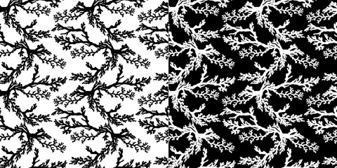 Coral seamless pattern. Sea coral reef polyps and algae, tropical ocean, underwater wildlife and marine flora, textile or wallpaper design background.