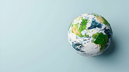 Detailed 3d Pixelated Earth Globe On Light Blue Background