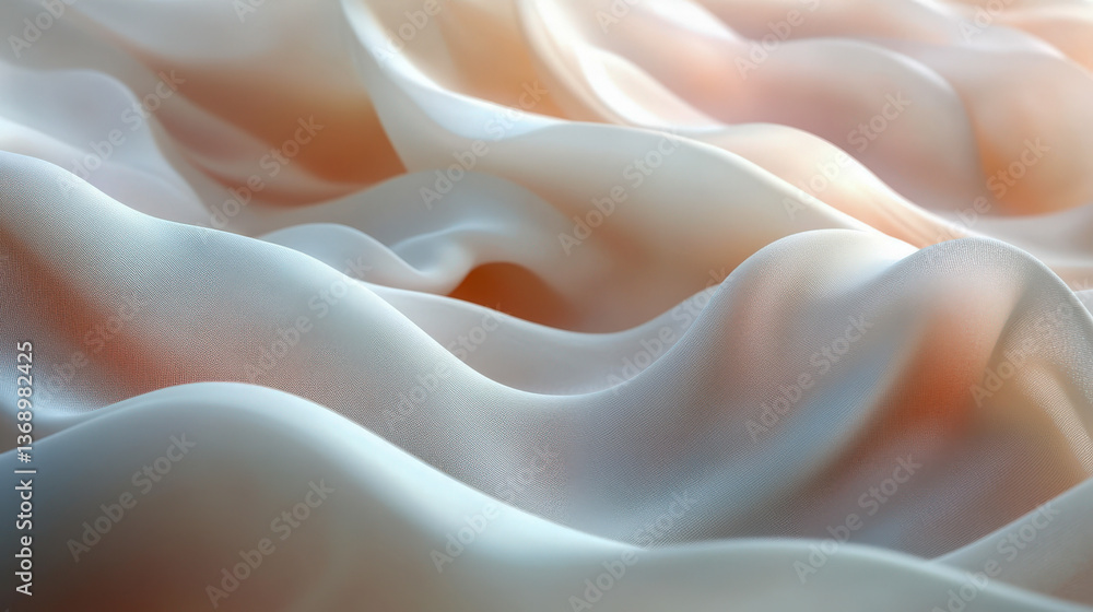 Aufkleber abstract minimalist fabric with smooth undulating curves creating a serene atmosphere in pastel hues