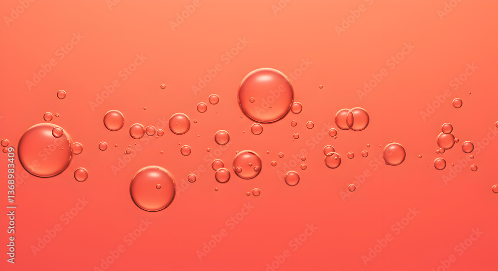 Aufkleber abstract coral to salmon gradient background with translucent bubbles texture