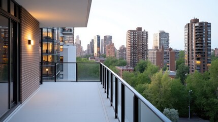 Fototapeta premium Urban Balcony with City Views