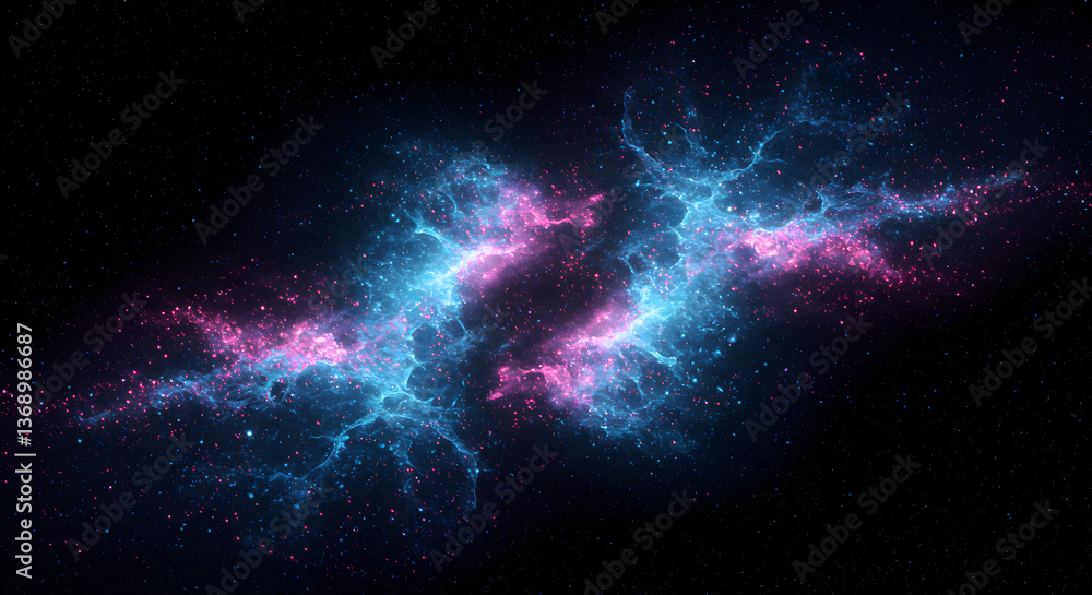 Poster cosmic symphony: an abstract visualization of dark matter collision in space