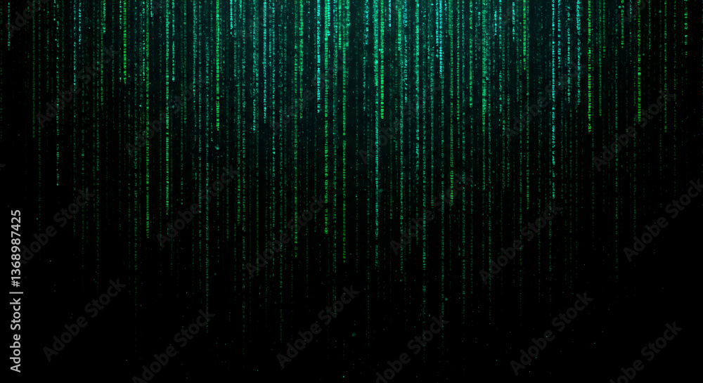 Aufkleber emerald cascade: digital data stream flowing into the abyss of information