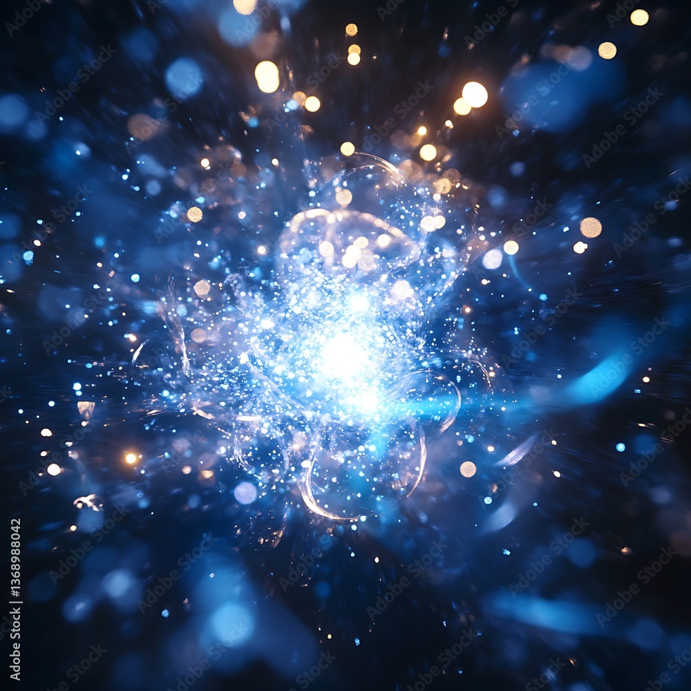 Poster abstract explosion of light and particles in deep space