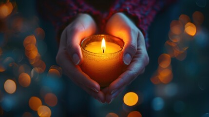 A Person Holding a Lit Candle in Their Hands