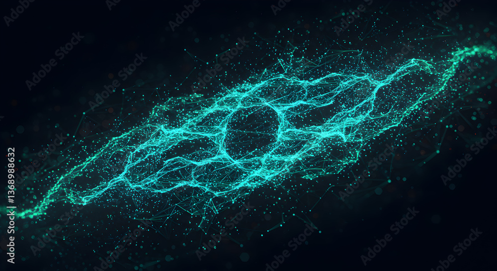 Poster abstract digital rendition of quantum entanglement with network connectivity