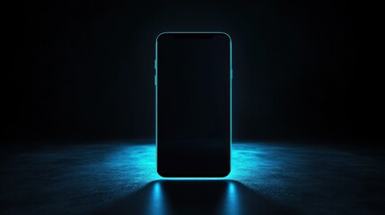 Smartphone with glowing edge in dark	