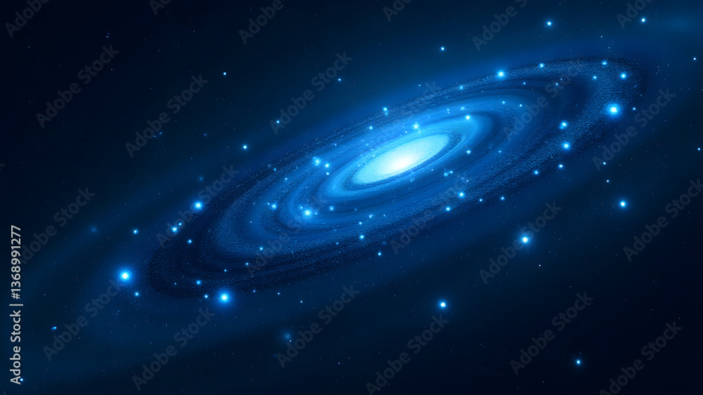 Poster a cosmic representation of network security shows protected systems as stars, vulnerabilities as bla