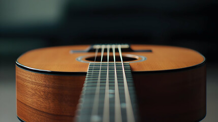 Fototapeta premium Close Up Of Acoustic Guitar Neck And Strings