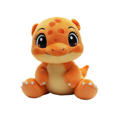 Fototapeta premium Adorable Orange Dinosaur Plush Toy Sitting
