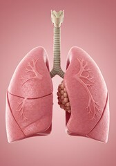 A high-quality 3D-rendered illustration of human lungs, showcasing the bronchial tree and alveoli with soft pastel medical tones. Ideal for educational, medical, and healthcare-related content