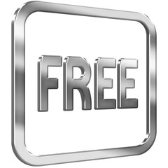 Free word 3D icon with silver metallic effect