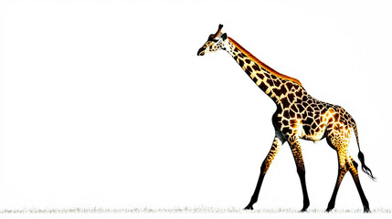 Obraz premium Elegant giraffe silhouette stands tall evoking grace and minimalism in a pristine white background