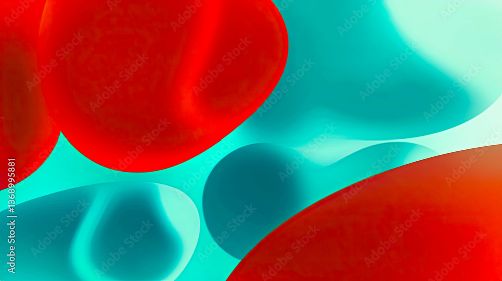 Poster vivid hues swirling in harmonious blend of reds and blues creating an abstract journey of color