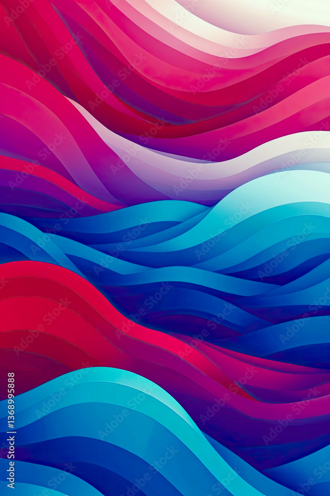 Aufkleber Vivid transitions of red and blue create a harmonious abstract gradient effect in flowing waves