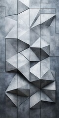 Geometric shapes create angular three-dimensional wall texture.