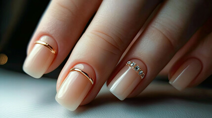 Elegant french nails with golden accents and sparkling details shine gracefully