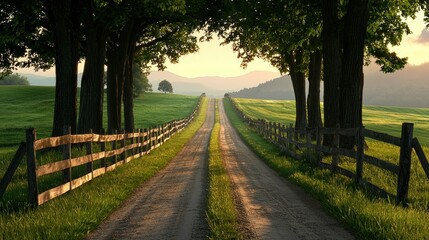 Serene Country Road at Sunset