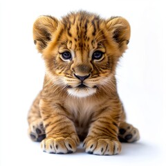 Obraz premium A lion cub, isolated against a transparent background, created using modern