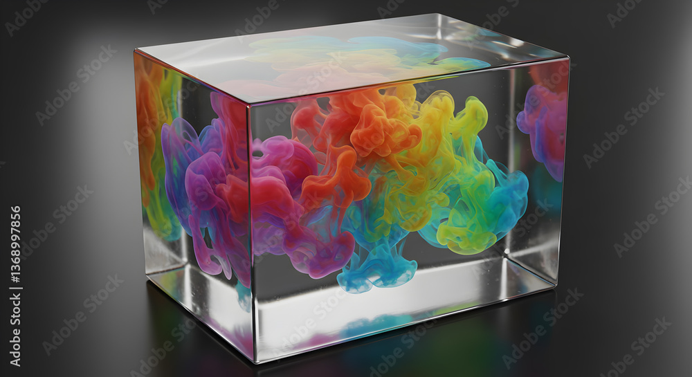 Poster captivating fluid dynamics simulation encased in clear epoxy resin block