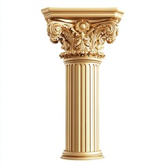 Obraz premium Isolated Detailed Golden Column Top White background