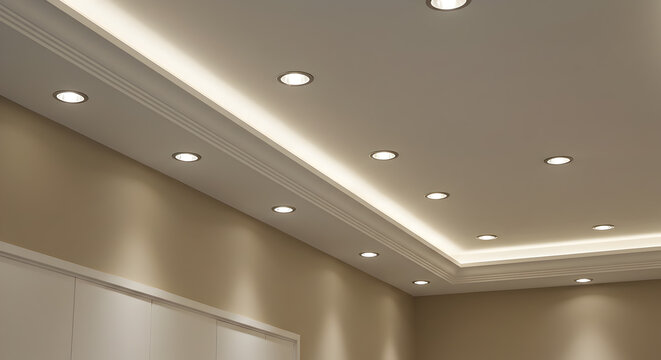 Refined interior ceiling design featuring recessed lighting and architectural molding